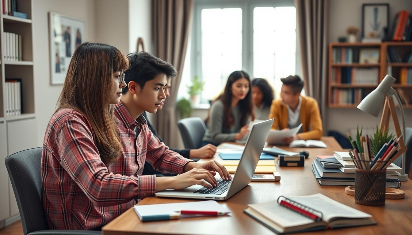 Students collaborating in study space